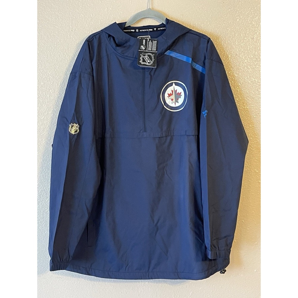 Men's 2XL NWT Winnipeg‎ Jets Fanatics Authentic Rinkside Anorak 1/4 Zip Jacket